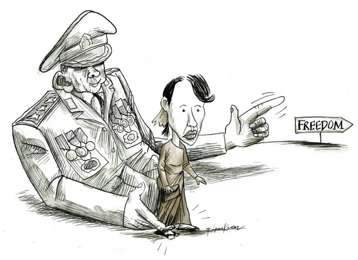 Aung San Suu Kyi, artwork by Firuz Kutal