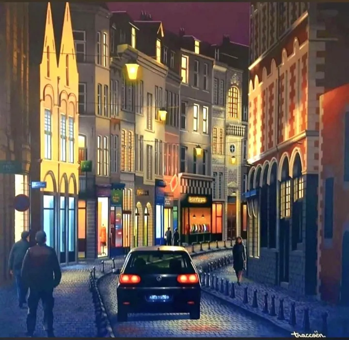 Un soir, rue Royale - Lille, artwork by Thierry Traccoën