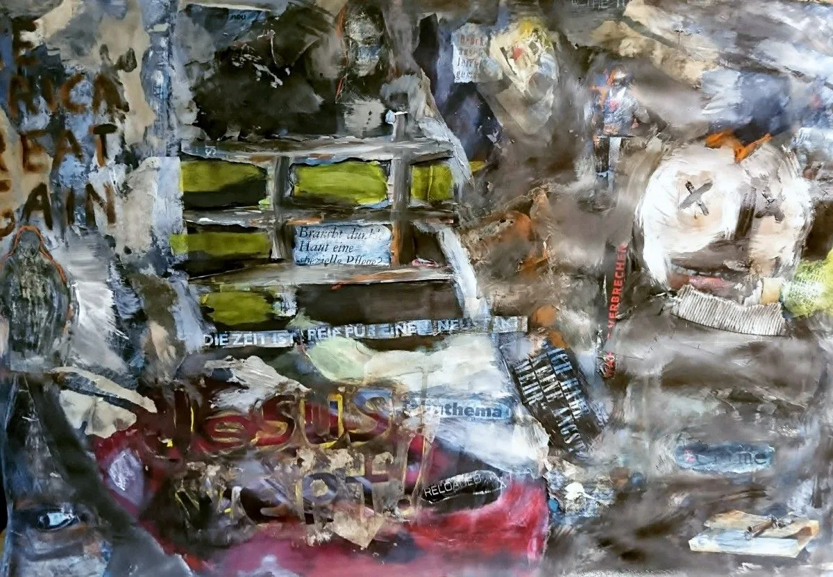 Jesus Wept! Collage, artwork by Kenneth Friend