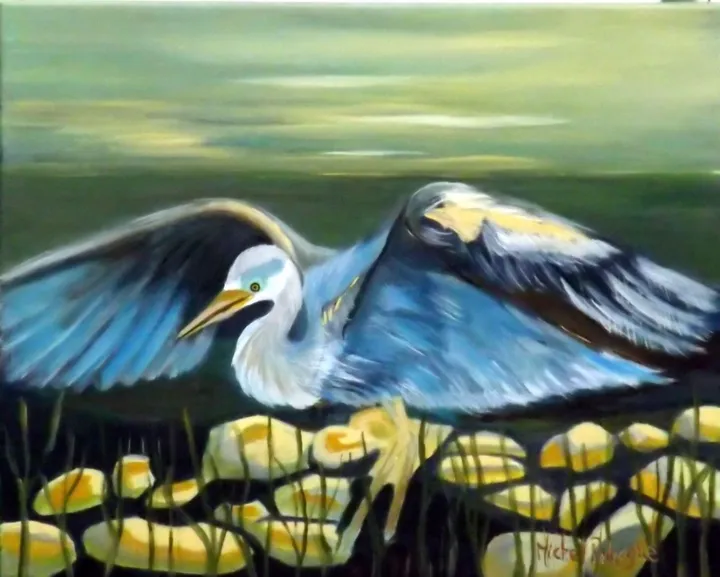 Le grand Héron, artwork by MICHEL JOSEPH RODRIGUE