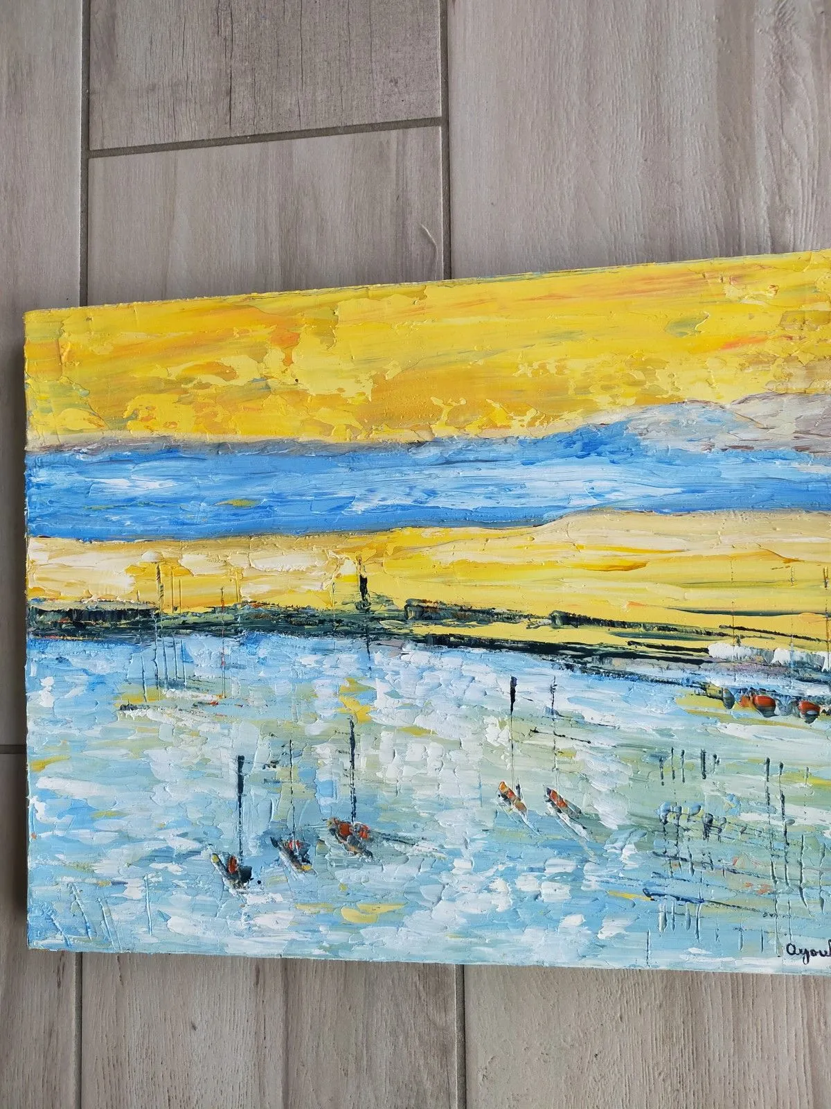 Bateaux sur l'eau ., œuvre de annick Ayoul