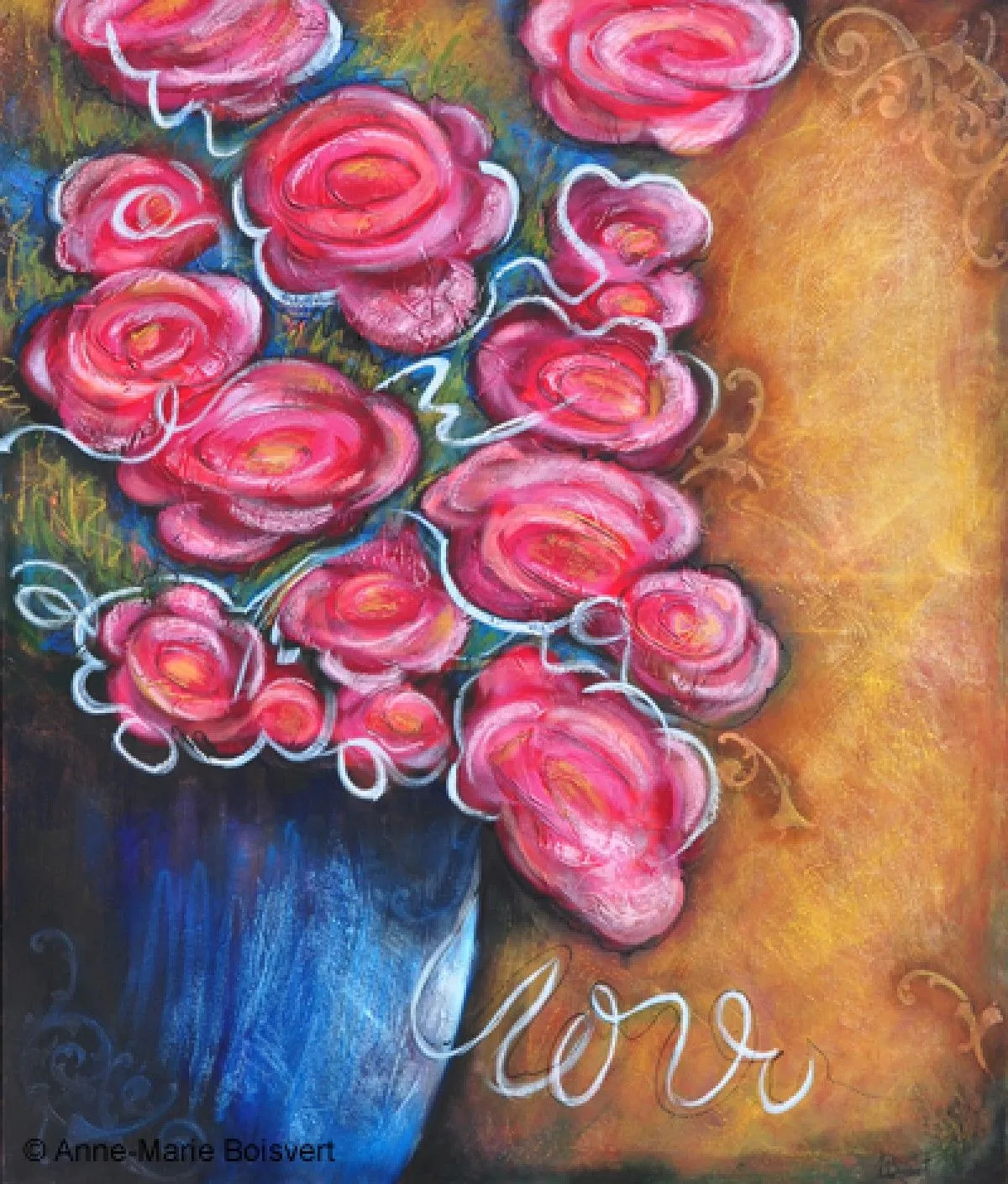 Fleurs roses, artwork by Anne-Marie Boisvert