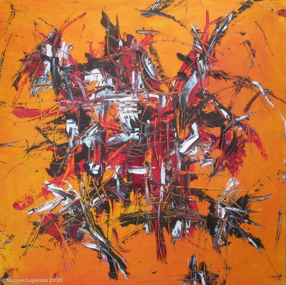 Fragments sur fond orange 3, œuvre de Maryse Lapointe