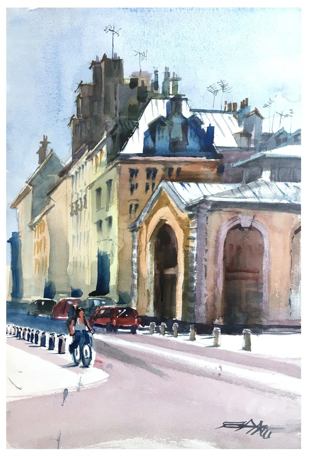 N°736 Versailles Place du Marché. 56x38 cm, œuvre de Alexandre DUMITRESCU