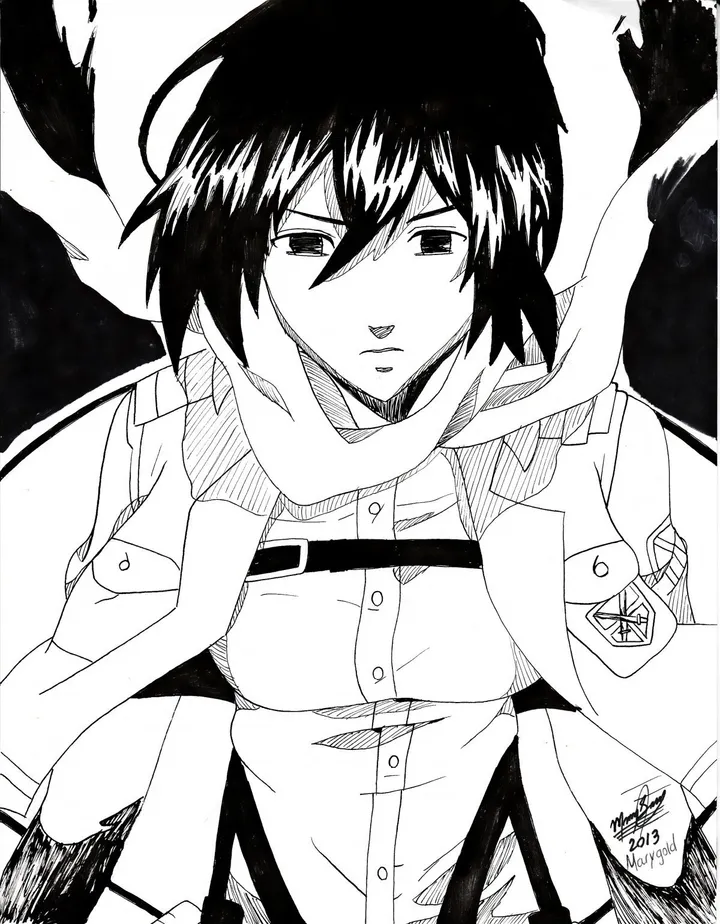 Mikasa - Attack on titan, artwork by Margold Reina