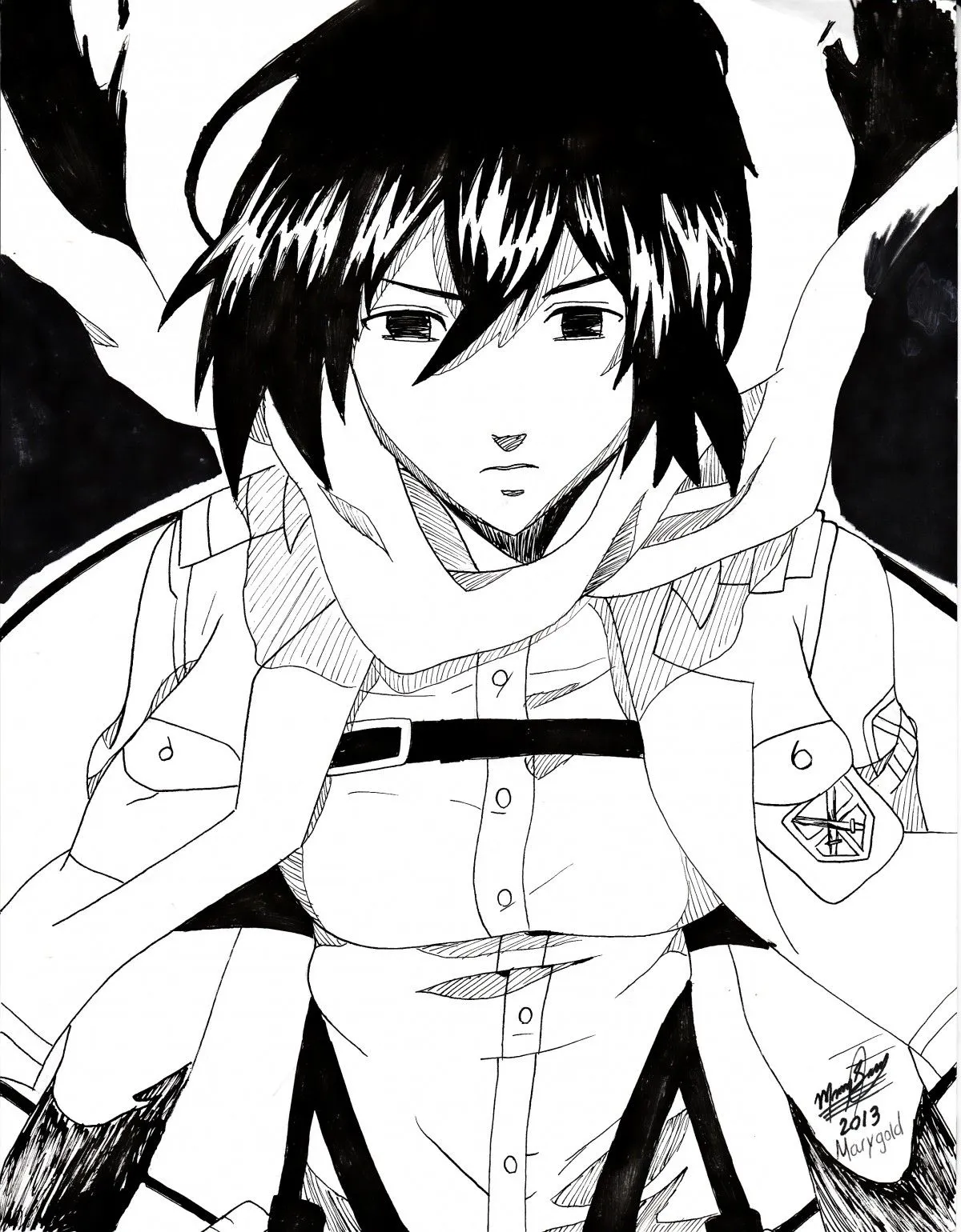 Mikasa - Attack on titan, artwork by Margold Reina