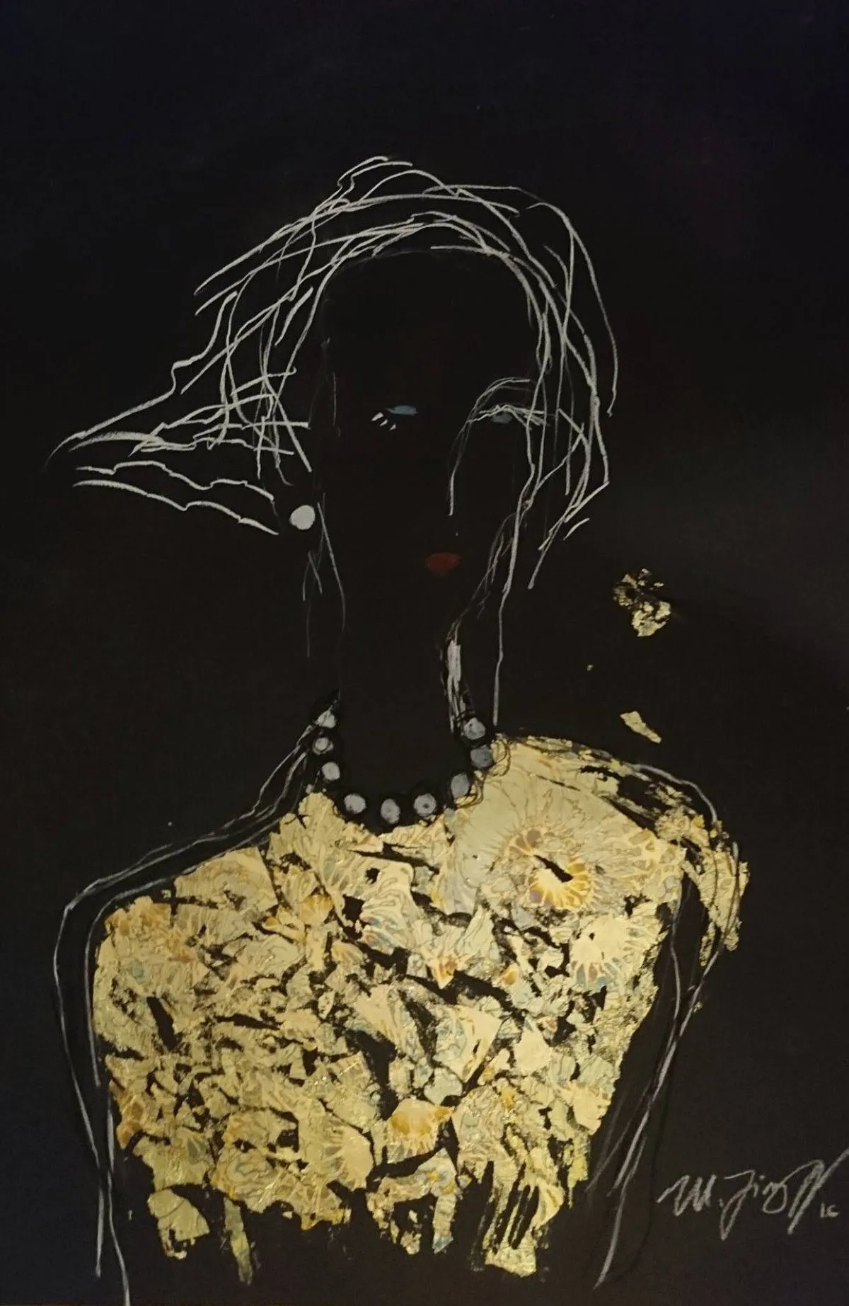 Woman with pearl pendant, œuvre de Maiko Jimsheleishvili