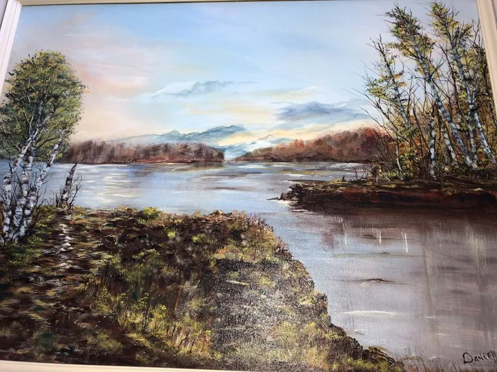 bouleaux bord du lac, artwork by Danielle Quevillon
