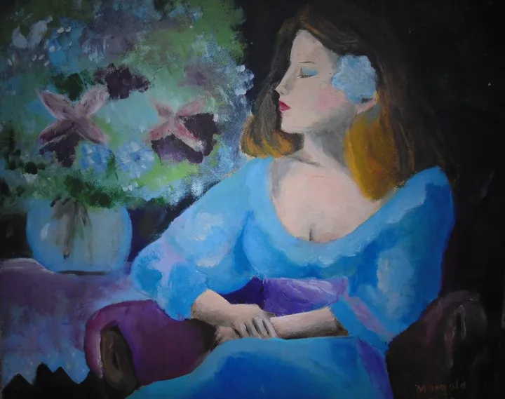 The girl of blue thought, artwork by Margold Reina