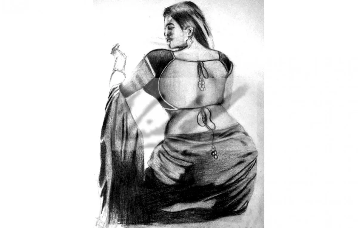 Saree Sketch 1, œuvre de MVK ARTworks
