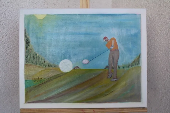 oil "Golfball im Flug", œuvre de Hansjörg Hermann