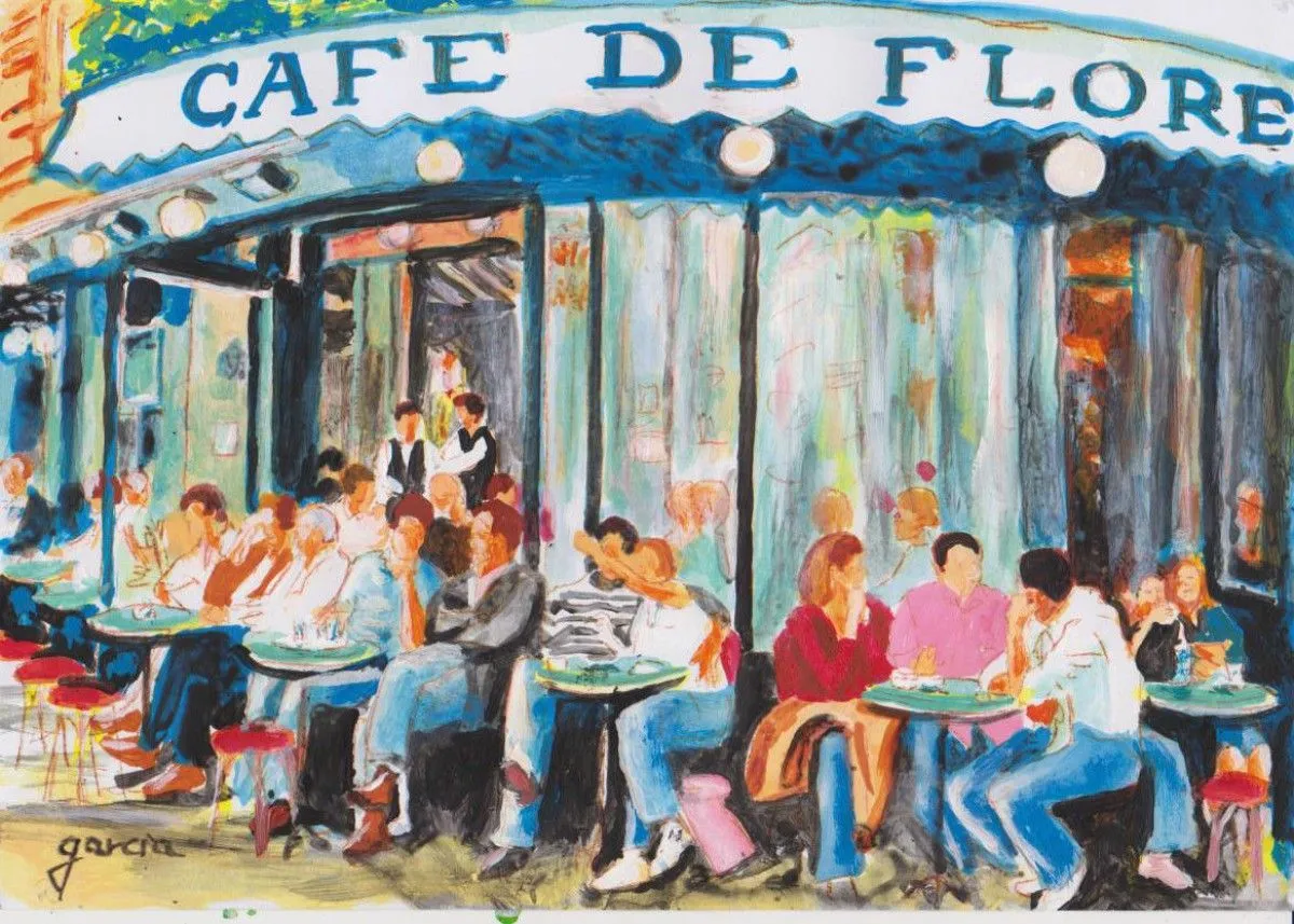 Café de Flore Paris, artwork by CLAUDE GARCIA