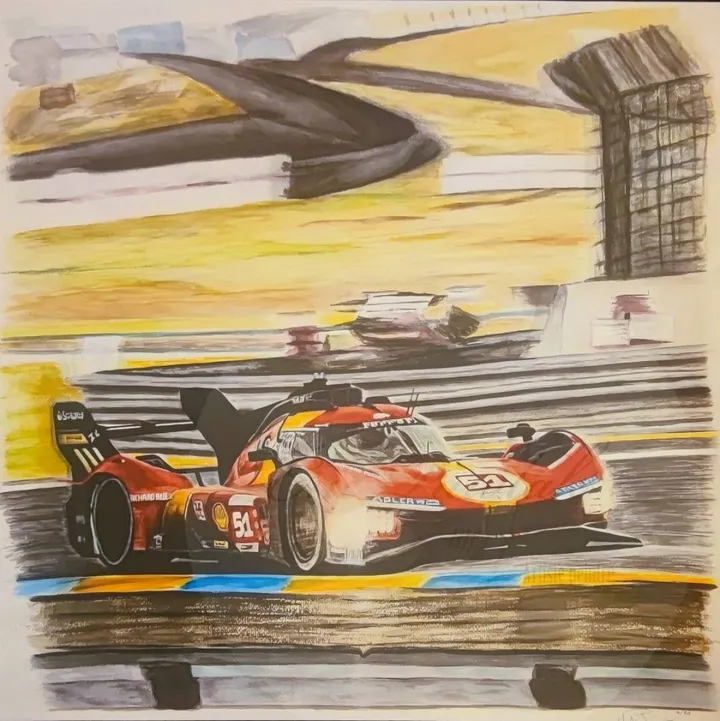 24h du Mans 2024 Ferrari, œuvre de Eric PAWLAK