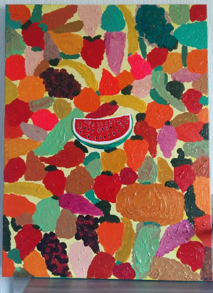 N° 18  L'été et la pastèque, œuvre de Jean-Michel FRAMERY