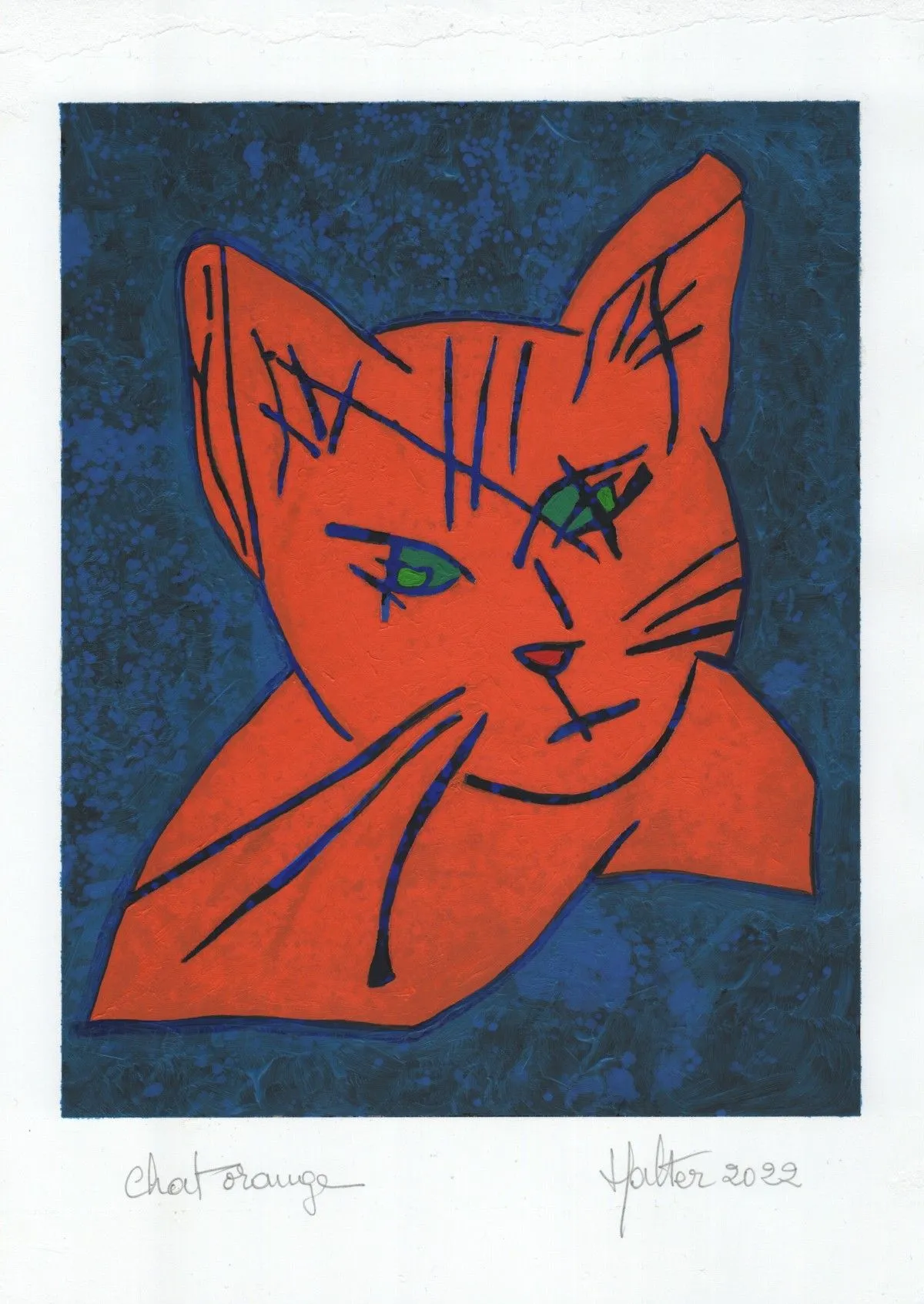 Chat orange acrylique, artwork by Alain HALTER