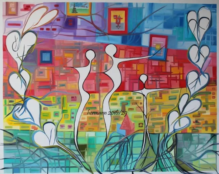 0il "Familie Spähren", œuvre de Hansjörg Hermann