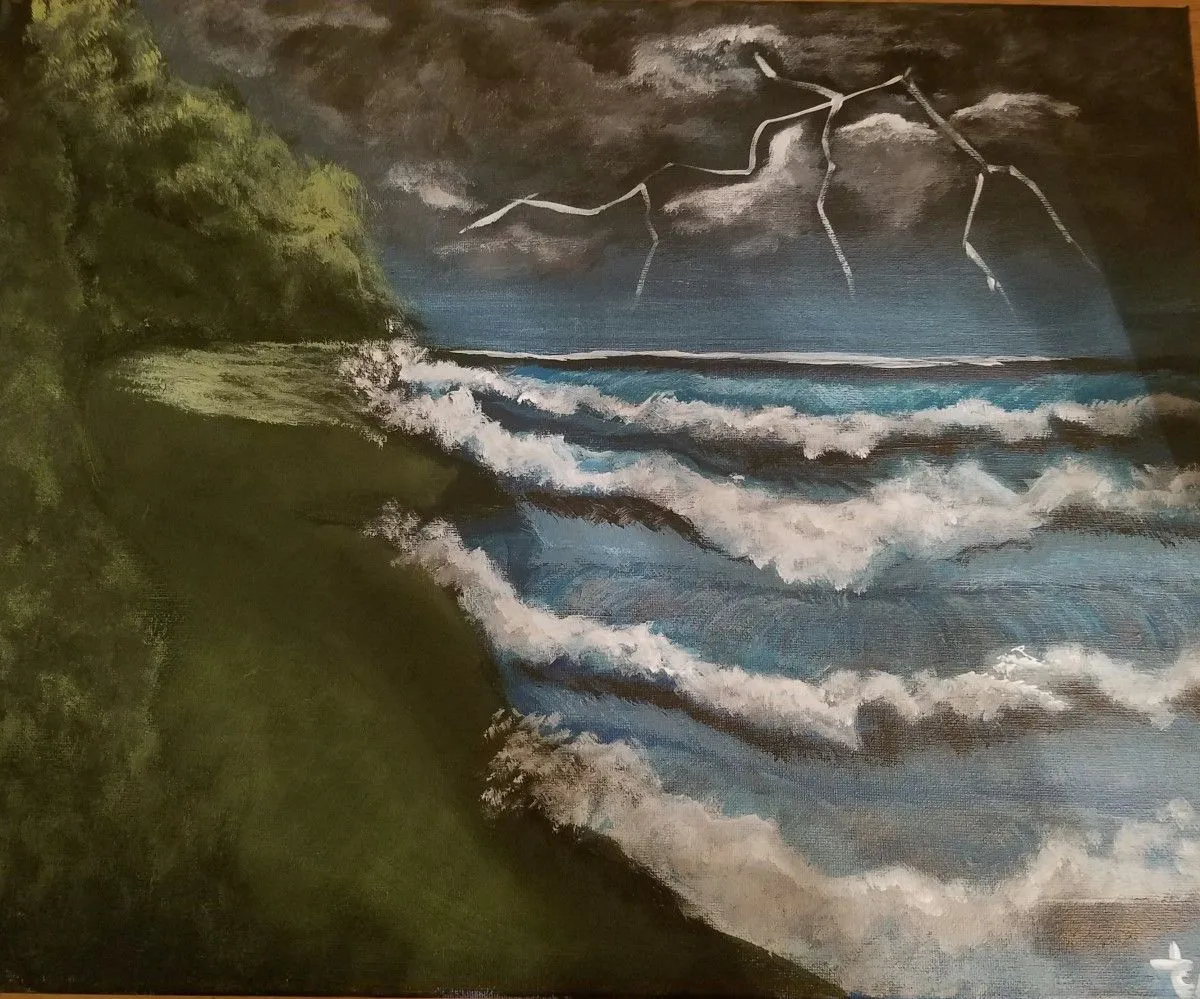 "Stormy Seascape", œuvre de Taryn Simpson