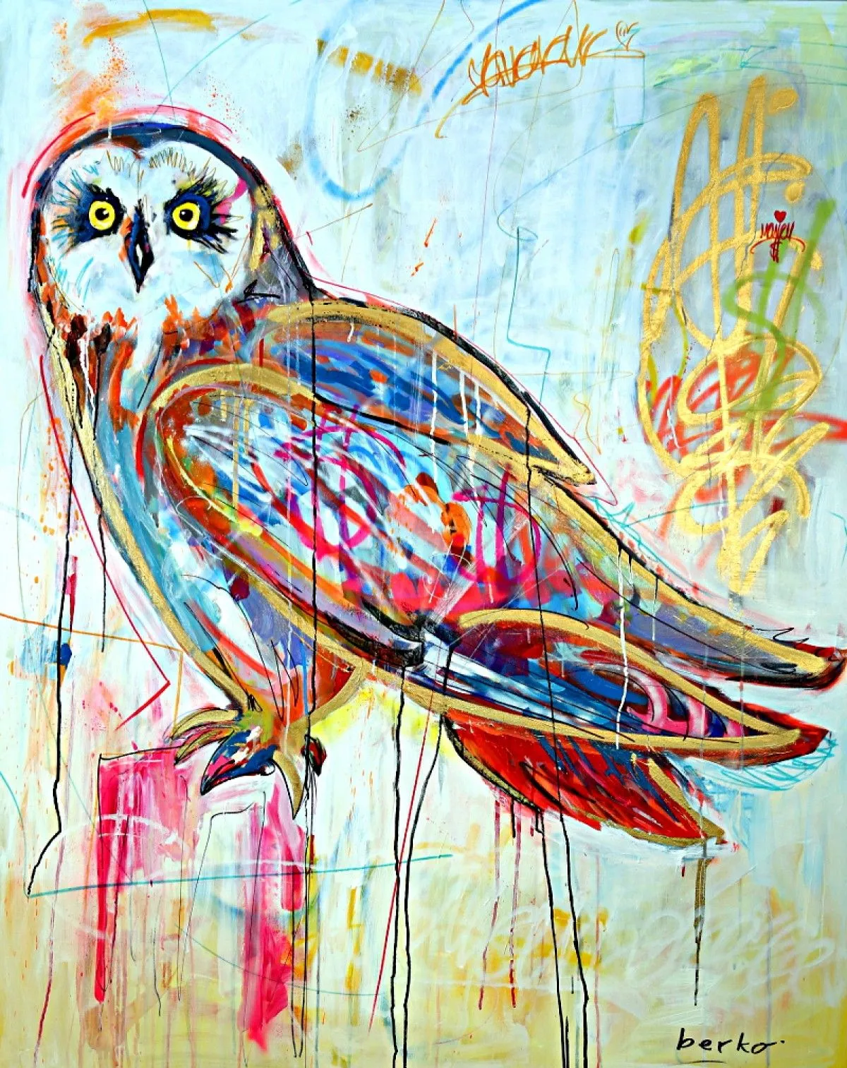 Hibou - gold, œuvre de Berko .