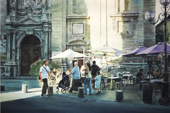 Avignon sunset, artwork by Misure Nien