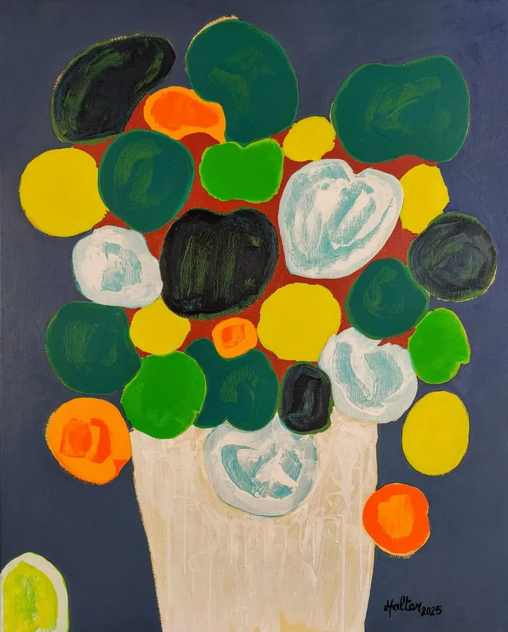 Plante à monnaie de Chine, acrylique, œuvre de Alain HALTER