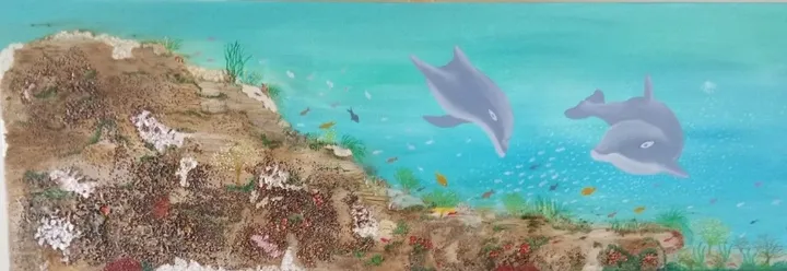 Série "Fonds marins": Les dauphins, œuvre de Viviane RINCK