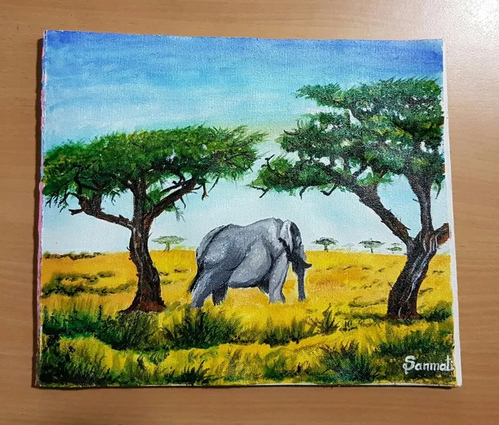 Lone Elephant, artwork by ss ss