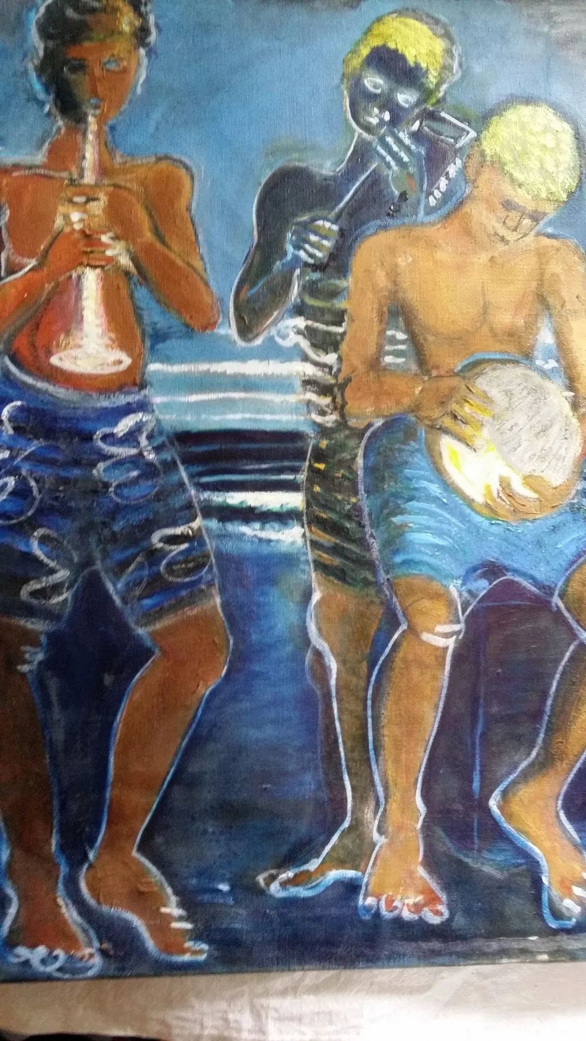 des artistes africains au coucher, artwork by Christian le pichon