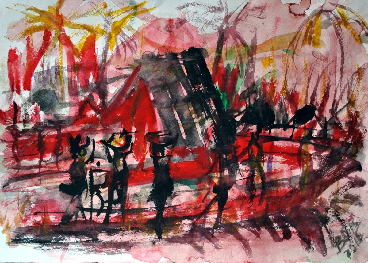 Village people, artwork by Akpan Usoroh
