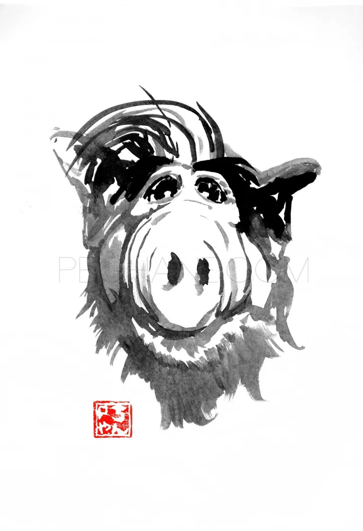 alf, artwork by pechane sumi-e