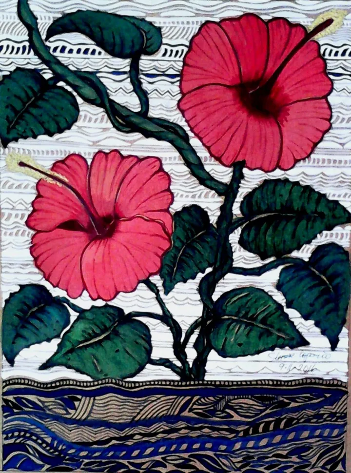 Gumamela Flower, artwork by Maria Teresa Topacio