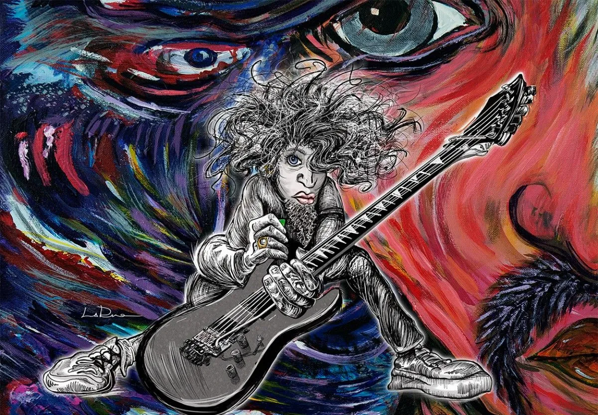 Ed Hoverz Hair Guitar, œuvre de Doug LaRue