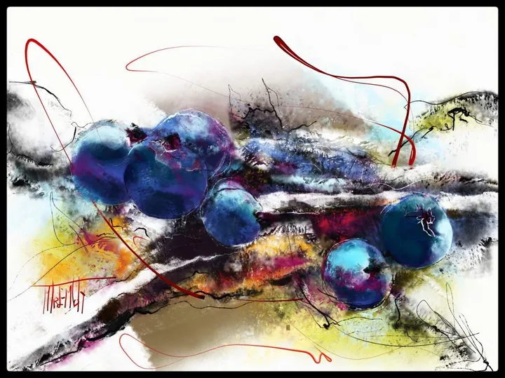 LES BLEUETS GIVRÉS, œuvre de MiCheline Tremblay