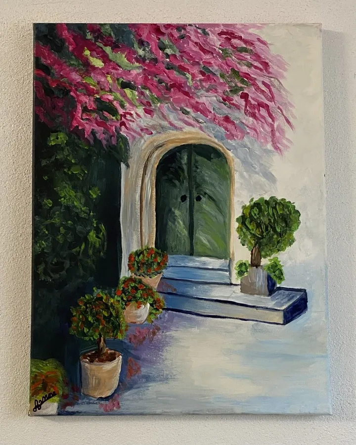 Patio fleuris, œuvre de Anne Antoine