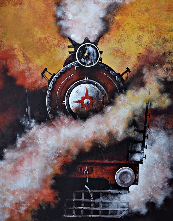 Nostalgia of Steam Locomotives_44, œuvre de Kishore Pratim Biswas