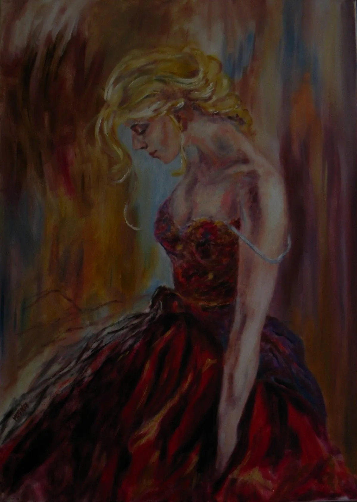 Woman in red, artwork by Nagy Mona