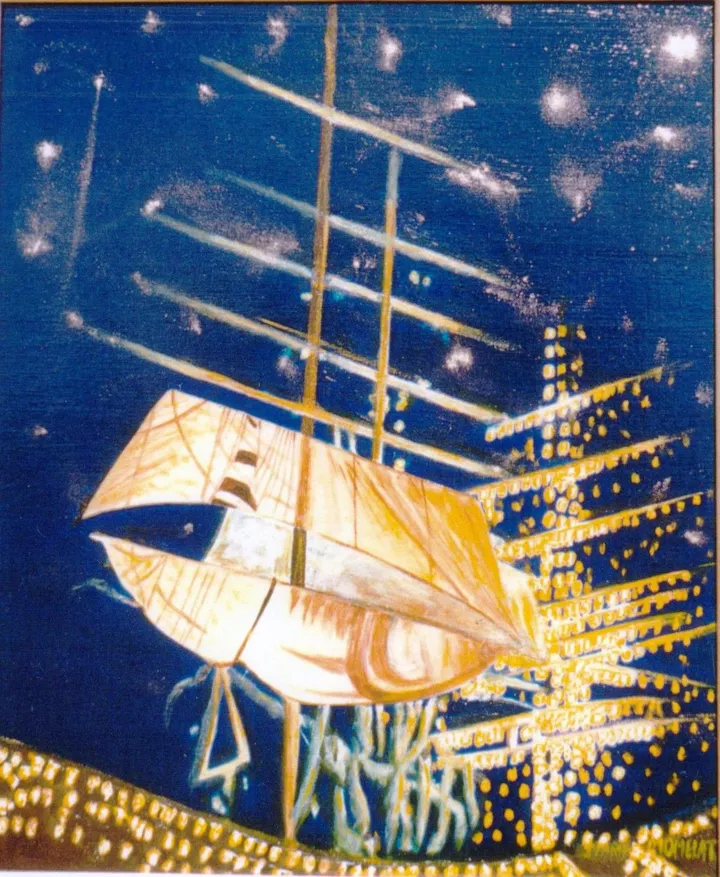" La Cutty Sark à Bordeaux en 1990 ", artwork by marie momelat