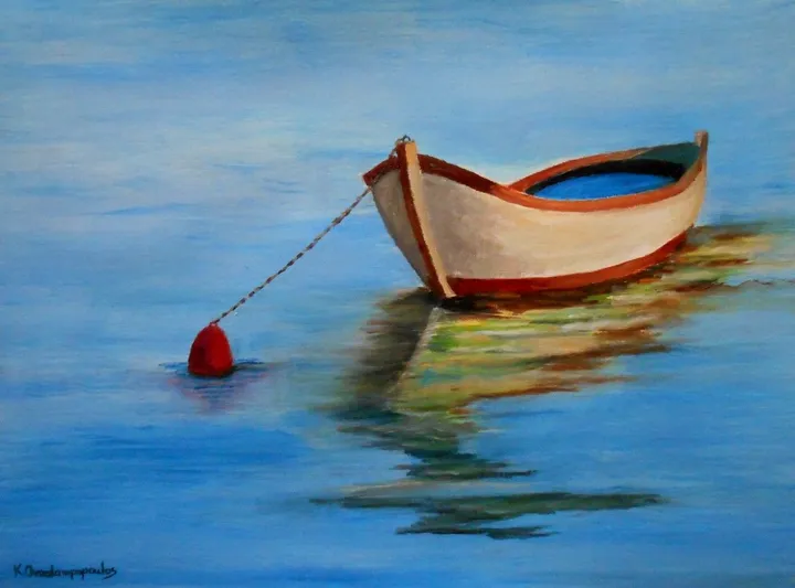 Lonely fishing boat, œuvre de Konstantinos Charalampopoulos