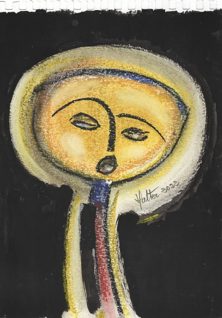 Photophore jaune et noir, artwork by Alain HALTER