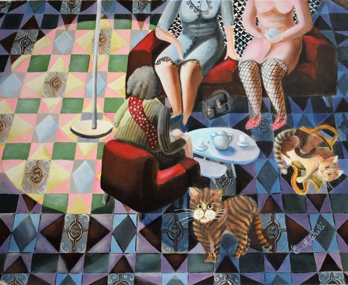 Thé entre amies, artwork by Edith Micheli