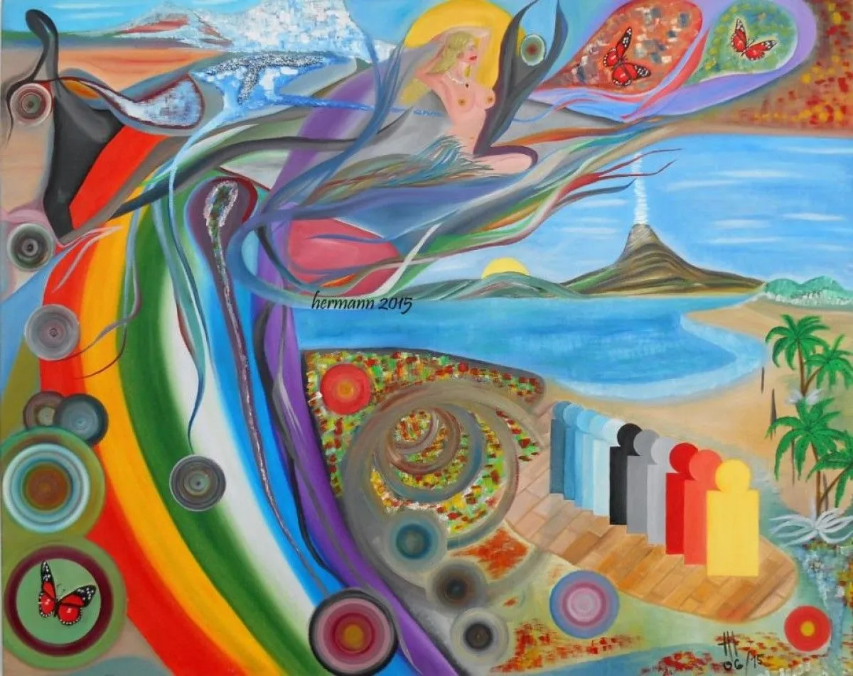 oil "ein Traum aus Regenbogen", artwork by Hansjörg Hermann