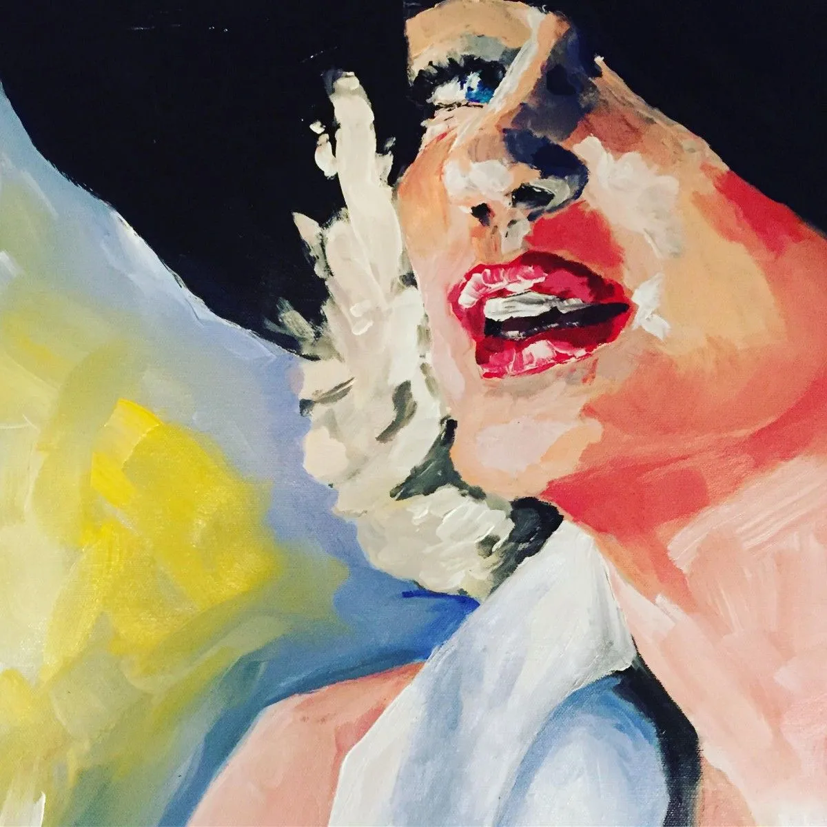 Woman with a black hat, artwork by Gabriel Bouffard