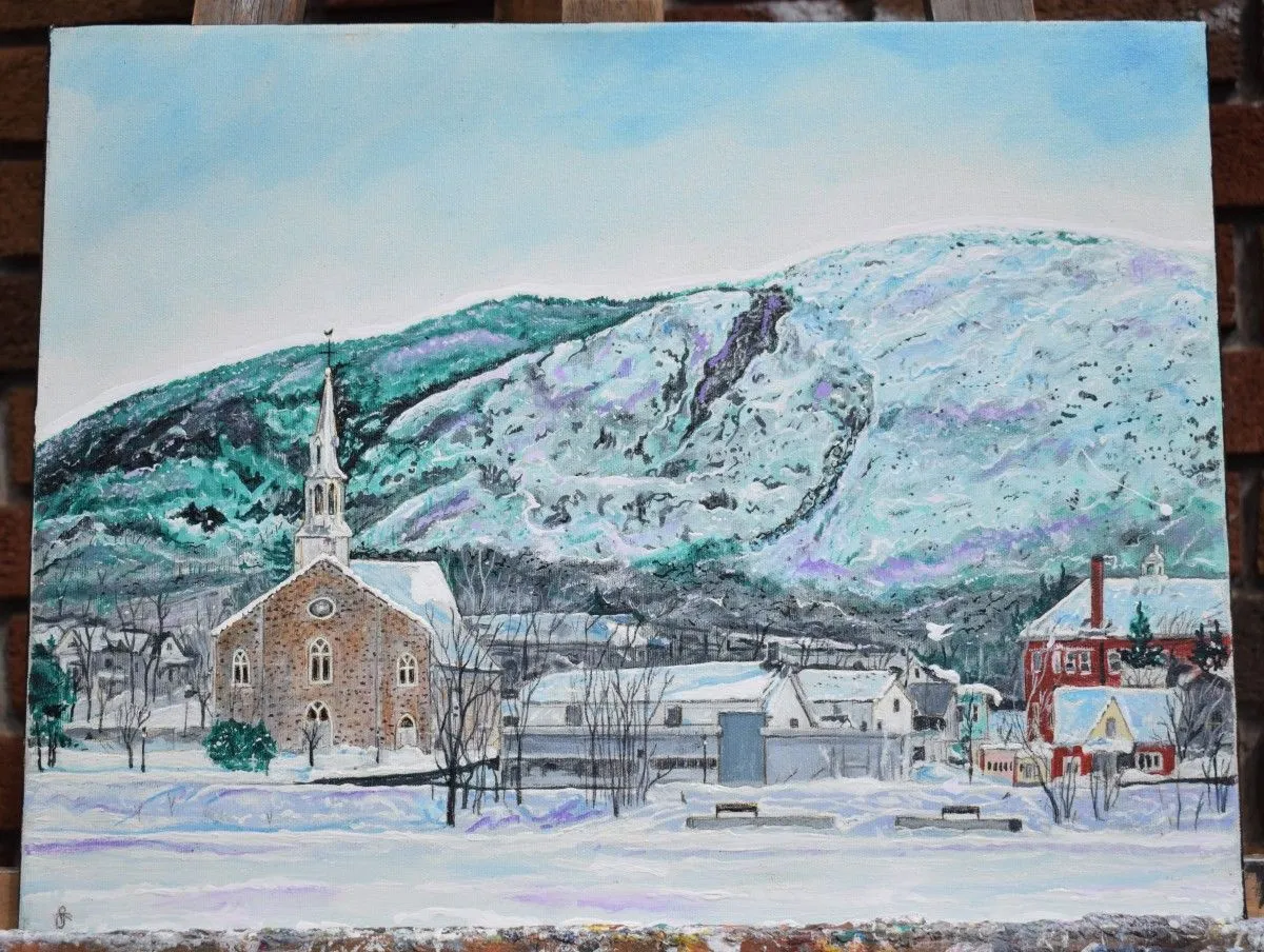 Mount Saint-Hilaire, winter, œuvre de Denis Roucau