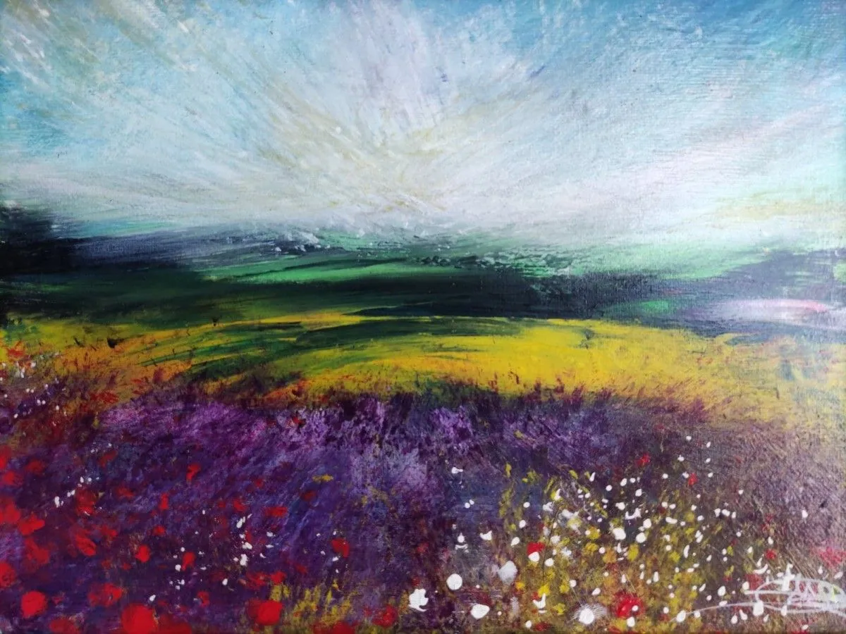 Blés , lavandes , mistral et coquelicots, œuvre de jean marc zunino