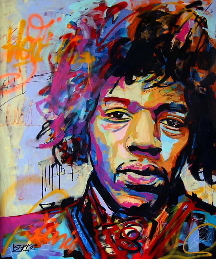 Jimi Hendrix, œuvre de Berko .
