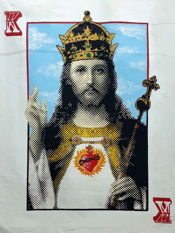 K of Sacred Heart 120cm x 150cm Serigraph on Canvas 2021, œuvre de Erick Encinares