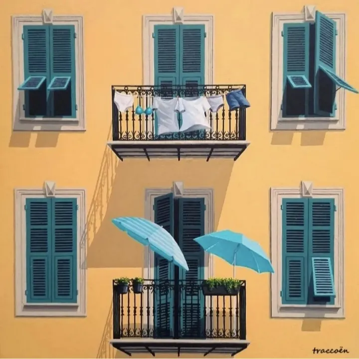 Tuscan facade, artwork by Thierry Traccoën