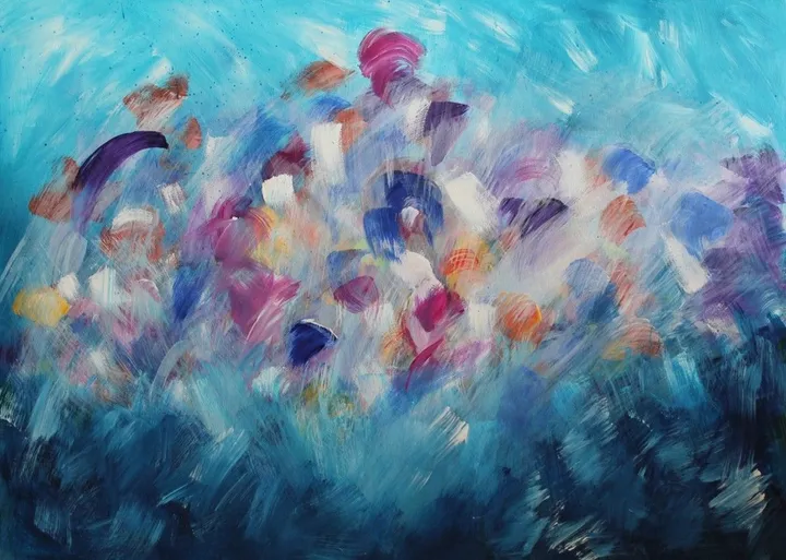 Blue Rain, œuvre de Monique J Dufour