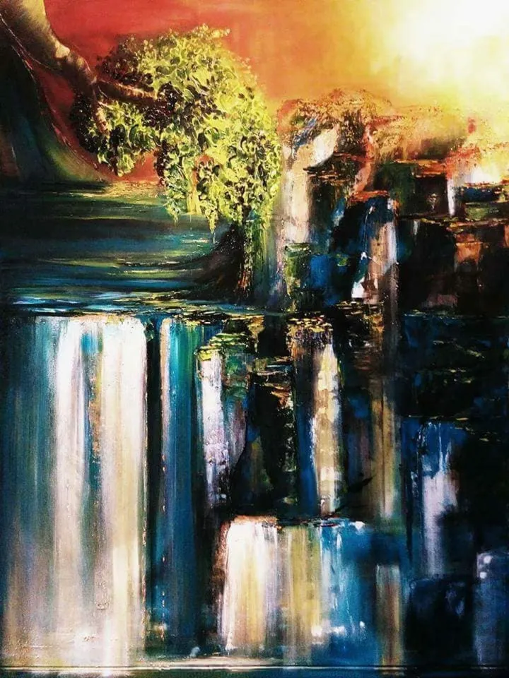Waterfall, œuvre de Sylvia Reijbroek www.galeriekunstvolleven.be