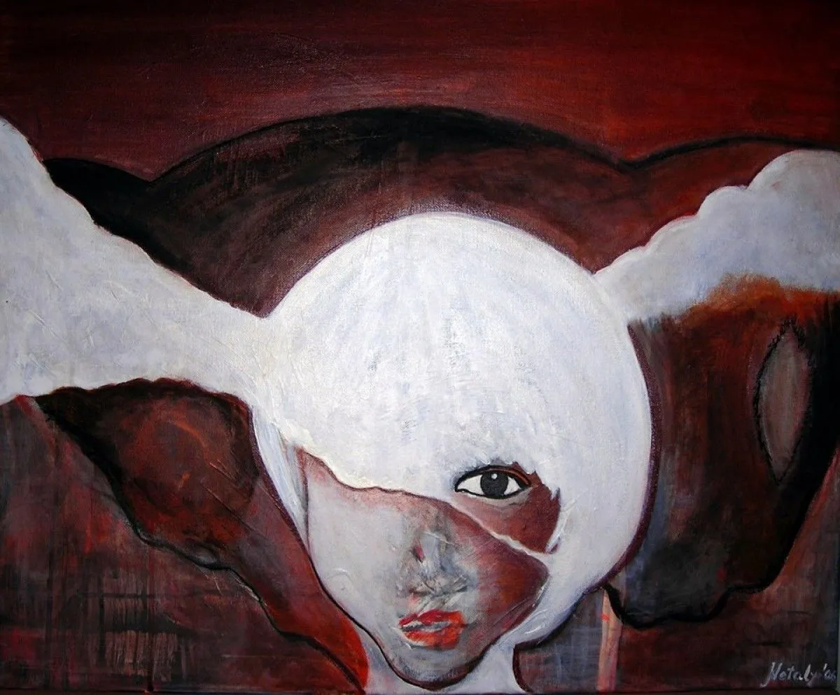 Woman and rabbit, artwork by Natasa Vladisavljevic
