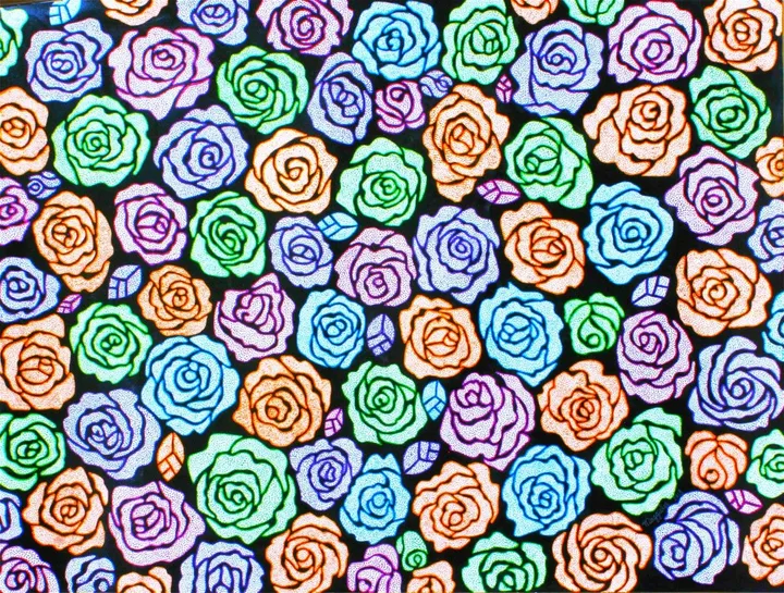 Roses acrylic signed, œuvre de Maggie Lee